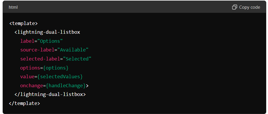 Dual Listbox Component