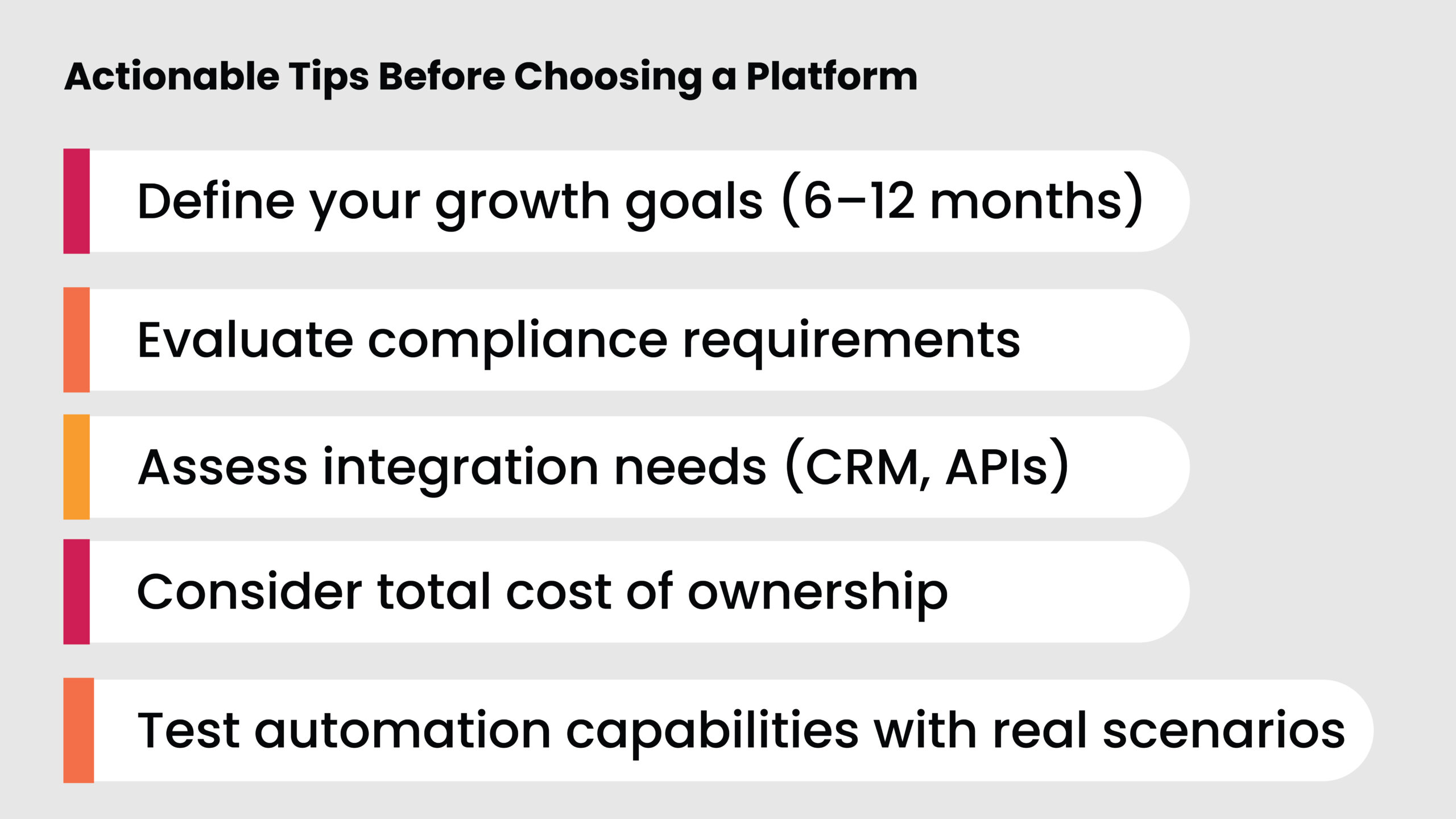 Key steps to consider before selecting the right platform for your business growth and automation needs.