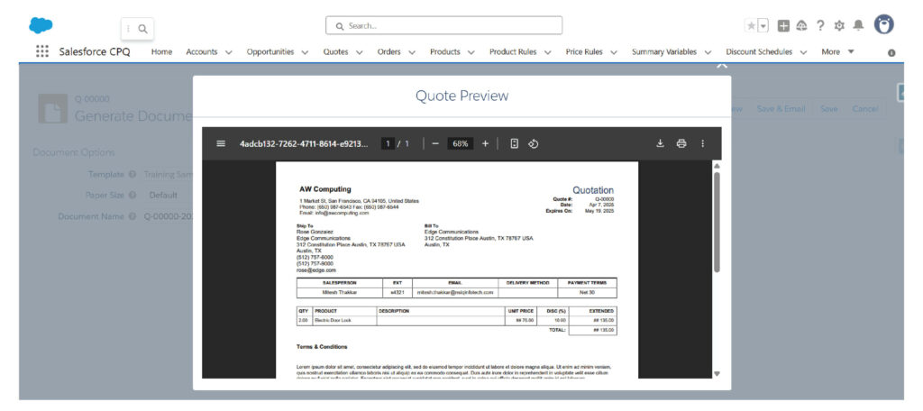 Implementation screenshot