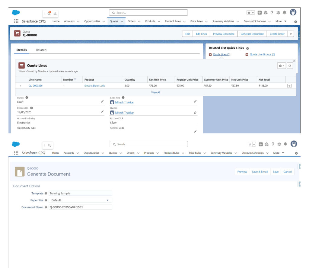 Implementation screenshot