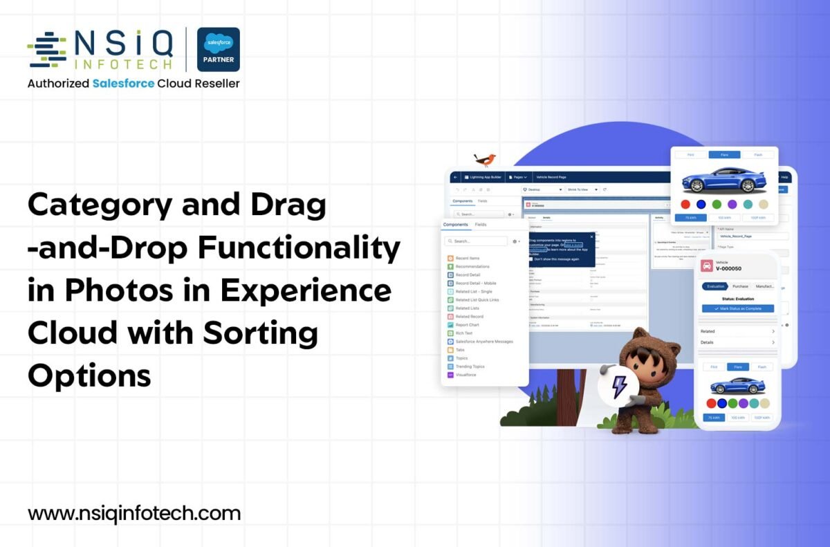 Category and Drag-and-Drop Functionality in Photos in Experience Cloud with Sorting Options