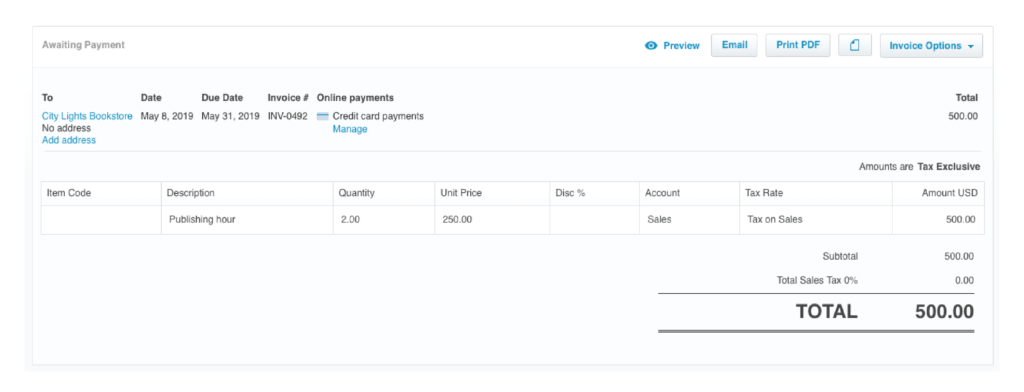 Implementation screenshot